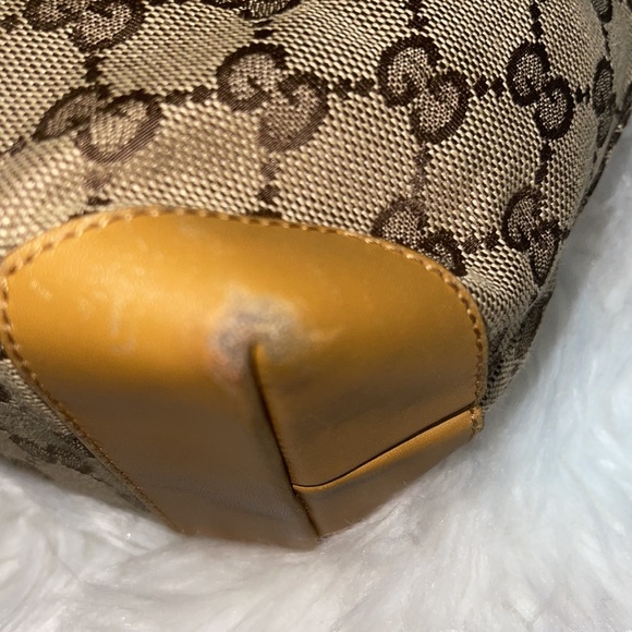 GUCCI GG Canvas Sherry Line Tote Bag Beige Red GUC - Picture 10 of 15